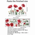 Detail showing wall sticker set with 144x87cm red poppy flower mural and 4 sheets layout - MS3075 (Eyeball Poppy Flowers/Set of 4)