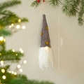 Lighted Christmas gnome ornament with grey star hat and 25cm height for tree decor - Grey Star Style