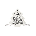 White PU leather Christmas tree handbag featuring black Merry Christmas print and silver chain - White