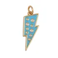 Golden lightning bolt charm with sky blue enamel and sparkling cubic zirconia stones - CZ Lightning-Turquoise
