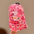 Elastici per capelli rosa e bianchi ad alta elasticità in busta con coniglio cartoon - Confezione in busta / 25# Serie Rosa (100 Pezzi in Busta)