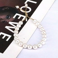 Minimalist adjustable freshwater pearl bracelet with gold sliding clasp and pearl charms - 8mm