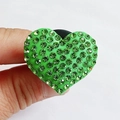 Green rhinestone heart-shaped car air vent clip aroma diffuser with sparkling gems - Green