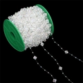 Iridescent acrylic bead chain with mixed sizes on green spool for DIY wedding decor - Bulk Square 10x10mm/3mm AB Color 60m/Roll