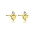 S925 silver 3mm birthstone stud earrings in golden finish with yellow zircon - November / Yellow