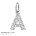 Silver stainless steel letter A pendant with sparkling pavé cubic zirconia inlay - A-Silver