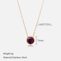 Minimalist gold-plated stainless steel necklace with a 7mm purple gemstone pendant - June Purple (Alexandrite Color) / Gold