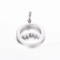Silver hollow circular mountain peak pendant in stainless steel for DIY jewelry - Small / Steel