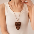 Brown leopard print suede necklace pouch and jewelry storage pendant for women - 51# Necklace - Brown Leopard Triangle Pouch