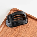 Detail of glossy black acetate hair claw clip on wooden tray with a minimalist design - Round Claw / Black
