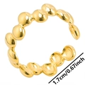 Verstelbare gouden kralenring voor dames en heren met een minimalistisch 1,7 cm ontwerp - Goud