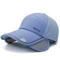 Light blue outdoor retractable sun visor sport hat with breathable mesh and sport text - Sky Blue