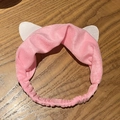 Soft pink plush cat ear headband for face washing and makeup with elastic design - Cat Ear Headband (OPP Bag) / Pink