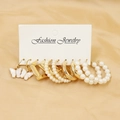 Lot de 6 paires de boucles d'oreilles créoles dorées avec perles et papillons - Ensemble Papillon Nacré (Z47)