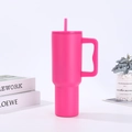Insulated 40oz rose red car tumbler with handle and straw in matte finish - 30oz / Rose Red