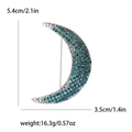 Spilla luna crescente argento con cristalli blu e dettagli precisi delle dimensioni - Blu