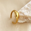Anello minimalista in acciaio inossidabile placcato oro 18K con design fluido e lucido - Oro