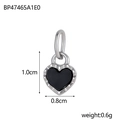 Silver-edged heart pendant with black onyx finish measuring 1.0cm by 0.8cm for DIY jewelry - Silver Base Black Heart Pendant