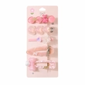 5-piece set of pink cute hair clips with resin bears, hearts, and glitter details - #6 Pink Series