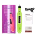 Kit fresa per unghie elettrica con manipoli rosa e verdi, punte e cavo USB - A106-12 Verde USB In Scatola