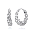 S925 silver needle twisted hollow C-shape hoop earrings with sleek metallic finish - White Gold