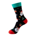 Christmas crew socks in black featuring Santa Claus pattern and vibrant knit details - One Size / 304-Black Santa Snowflake