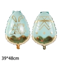 Happy Easter bunny egg foil balloon in teal and gold metallic finish, 39x48cm size - Blue Easter Golden Egg
