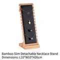 Bamboo necklace display stand with black leather lining, size 10x10x26cm for jewelry store - Short Slim Black PU Leather