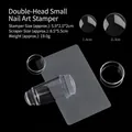 Dual-ended clear nail stamper set with scraper, silicone heads and protective caps - Small Double Head Transparent Style