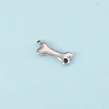Silver dog bone pendant with black zircon inlay and hanging loop for DIY jewelry - Steel Color May