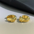 Polished gold-tone letter B stud earrings with a glossy mirror finish on leather - Gold Letter B Shape Style (HE18721)