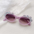 Gafas de sol infantiles moradas en forma de nube con purpurina y lentes ovales - Morado