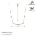 Detail of s925 sterling silver curved smile necklace featuring 5A grade zircon stones - Gold