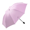 Paraguas plegable violeta claro con protección UV y texto Super Prevent Sun estampado - Manual 8 Varillas Revestimiento Negro / Rosa