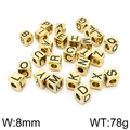 Goldenes 8mm Edelstahl-Set mit quadratischen Buchstabenperlen für DIY-Halsketten - Buchstabe A / Gold