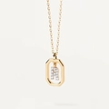 Octagon gold necklace with micro-pave zircon letter R pendant for women - Letter R