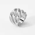Polierter silberner Croissant Ring mit dickem, unregelmäßigem, geometrischem Dreh-Design - US 7 / Croissant-Twist-Stil (Silberring PD621)