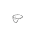 Vintage silver iris cross open ring with fine chain detail in minimalist s925 silver finish - Silver Chain Cross Open Ring (JC117)