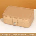 Draagbare beige sieradendoos met dubbele lagen en metalen gesp, maat 16x11x5 cm - Beige