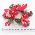 Weihnachtskranz mit rotem Weihnachtsstern und verschneiten Kiefernnadeln, 18 cm Durchmesser - Gefrosteter Weihnachtsblumenkranz