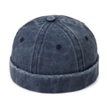 Berretto docker in denim lavato blu navy con corona strutturata a sei pannelli vintage - Blu navy