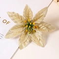 Golden artificial Poinsettia Christmas flower with woven texture for holiday decor - 7-Point Poinsettia / 12cm / Gold