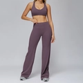 Two-piece yoga set with racerback top and flared leggings in dusty purple - Mauve (Bra+Wide Leg Pants)
