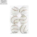 Set di 6 palline di Natale in schiuma bianca con spirali glitterate marroni in scatola - Stile spirale bianca