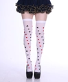 Halloween white over-the-knee socks with red and black playing card suits patterns - One Size / White Poker 6#
