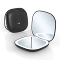 Portable black LED square makeup mirror with USB-C charging port and touch switch - Single-sided Light Rechargeable Style / Black / 5X Magnification