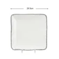 Square white ceramic dinner plate with silver beaded trim, 26.5cm size variant - 10 Inch Silver Square Plate
