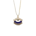 Detailansicht der Evil Eye Halskette mit Goldkette und bunten Zirkon-Edelsteinen - Blauer Böser Blick