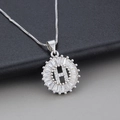 Silver letter H pendant necklace with clear zircon stones on a box chain for women - Letter H / Silver