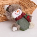 Christmas snowman plush ornament with green knit body and red plaid hat for holiday decor - Snowman Plush Pendant / Green/White